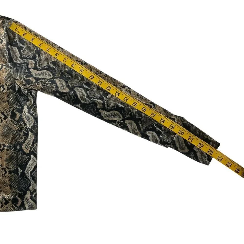 Carmen‎ Marc Valvo Snake Print Long Sleeve Top Size S Mock Neck Cropped - Picture 10 of 12